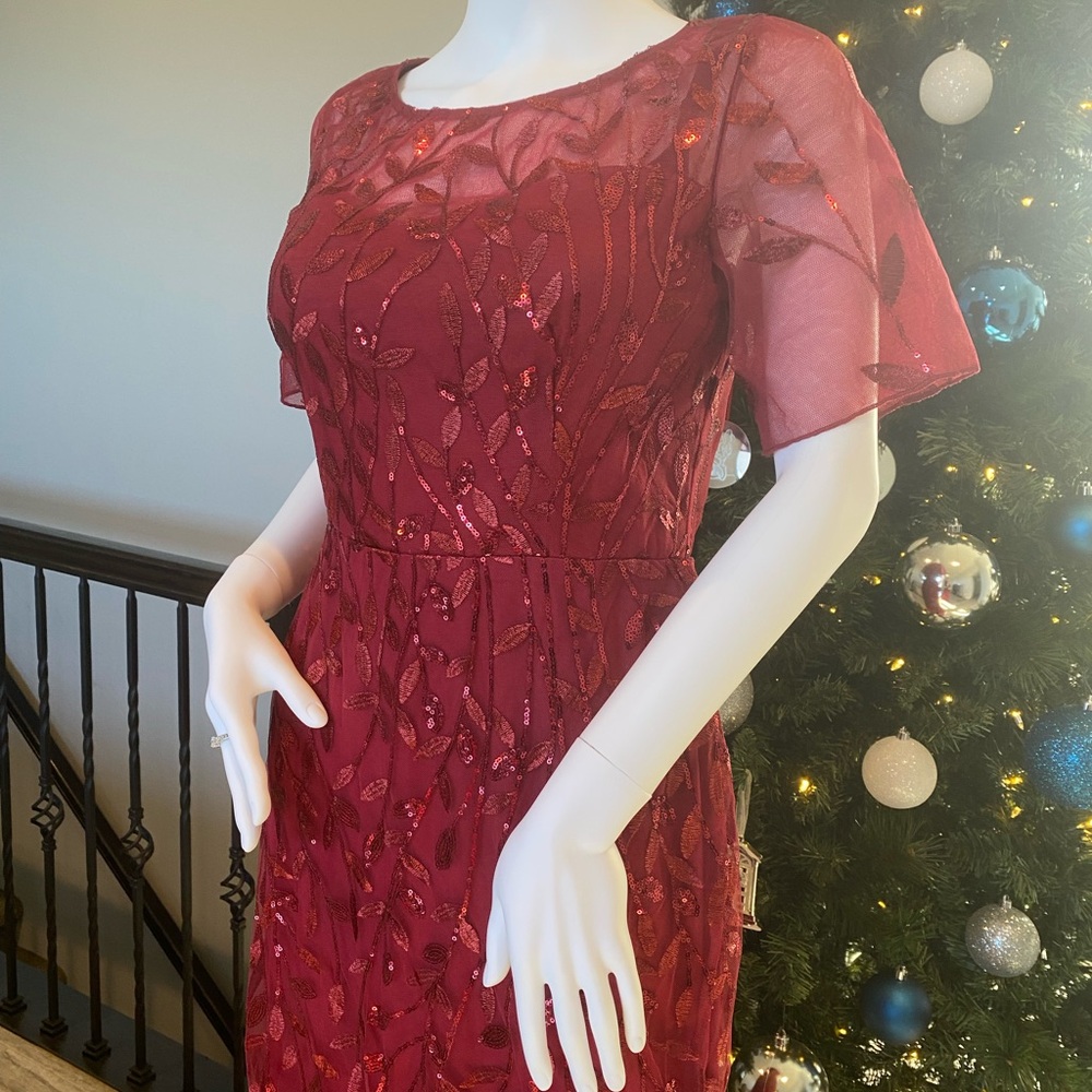 Ever Pretty Deep Red Lace Maxi Dress